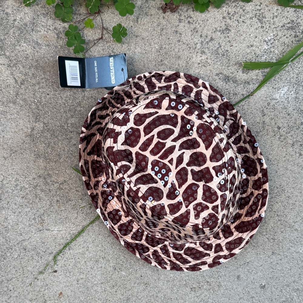 Animal Print Sequin Fedora Hat - Picture 2 of 4
